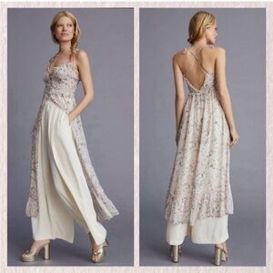 Anthropology Floral Sheer Curtain Top Maxi Length